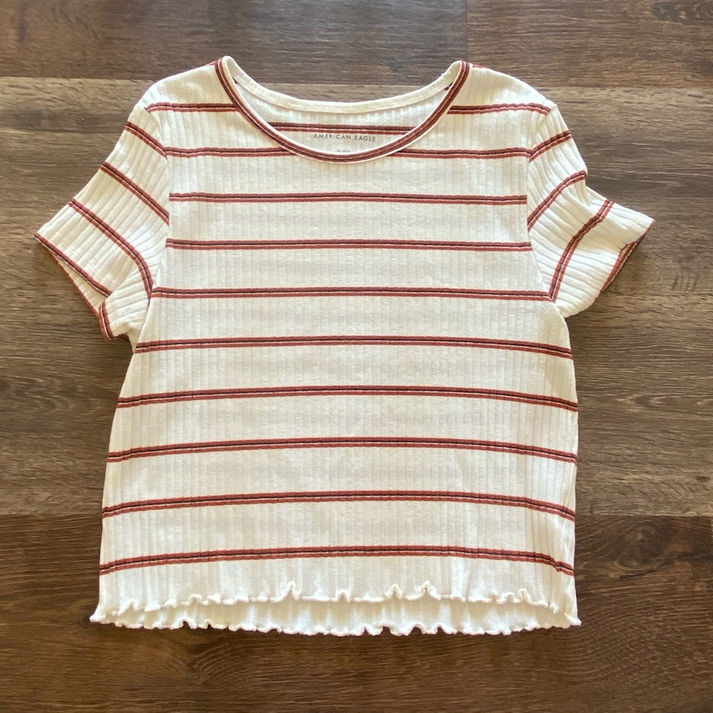 American Eagle Outfitters Kids Red and White Striped Tee